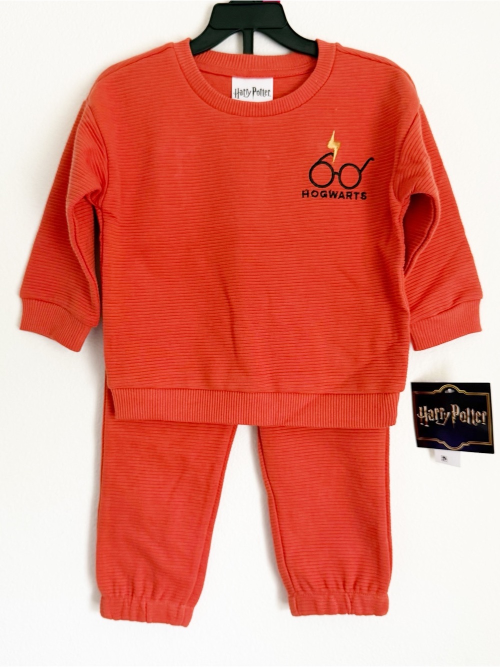 Harry Potter Baby Boy 2 Piece Pant Top Set Red Orange 18M Ribbed Knit Cozy NWT
